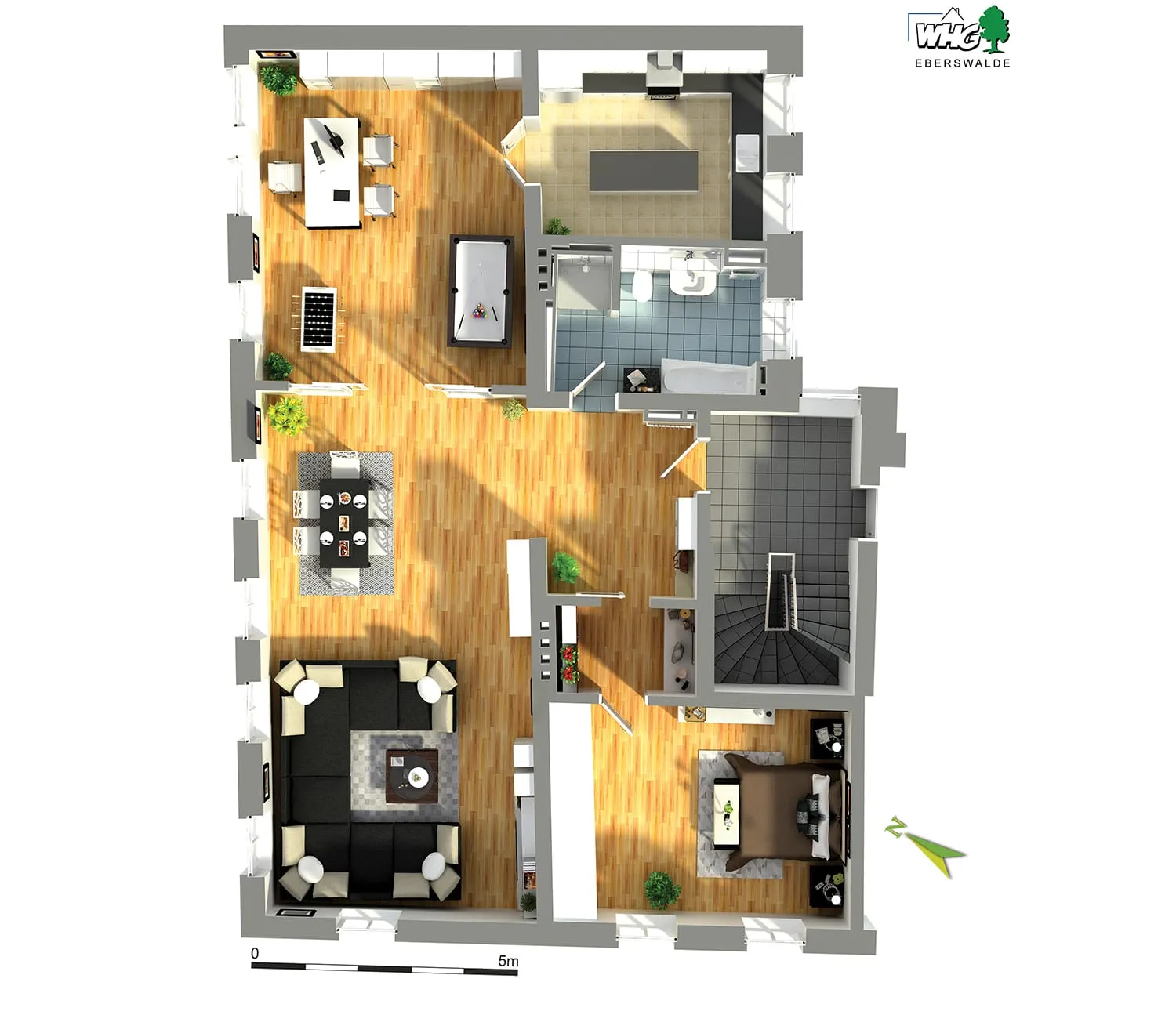 3D-Grundriss 1. Obergeschoss, links
