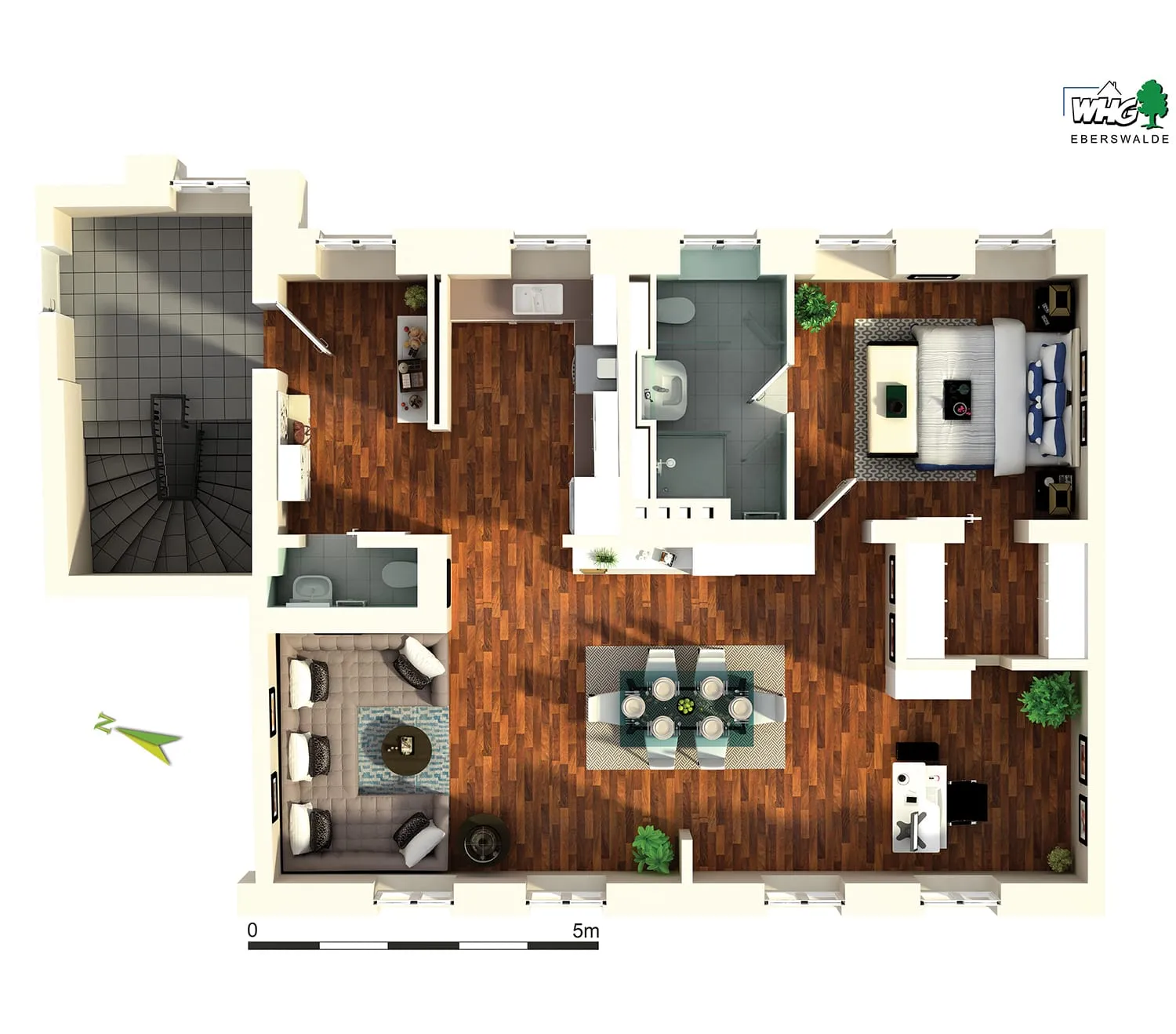 3D-Grundriss 1. Obergeschoss, rechts